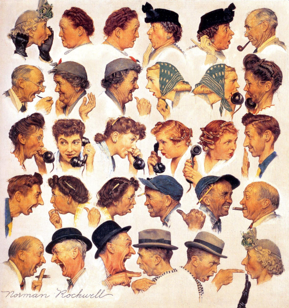 “The gossip” (ned. De roddel) van Norman Rockwell.